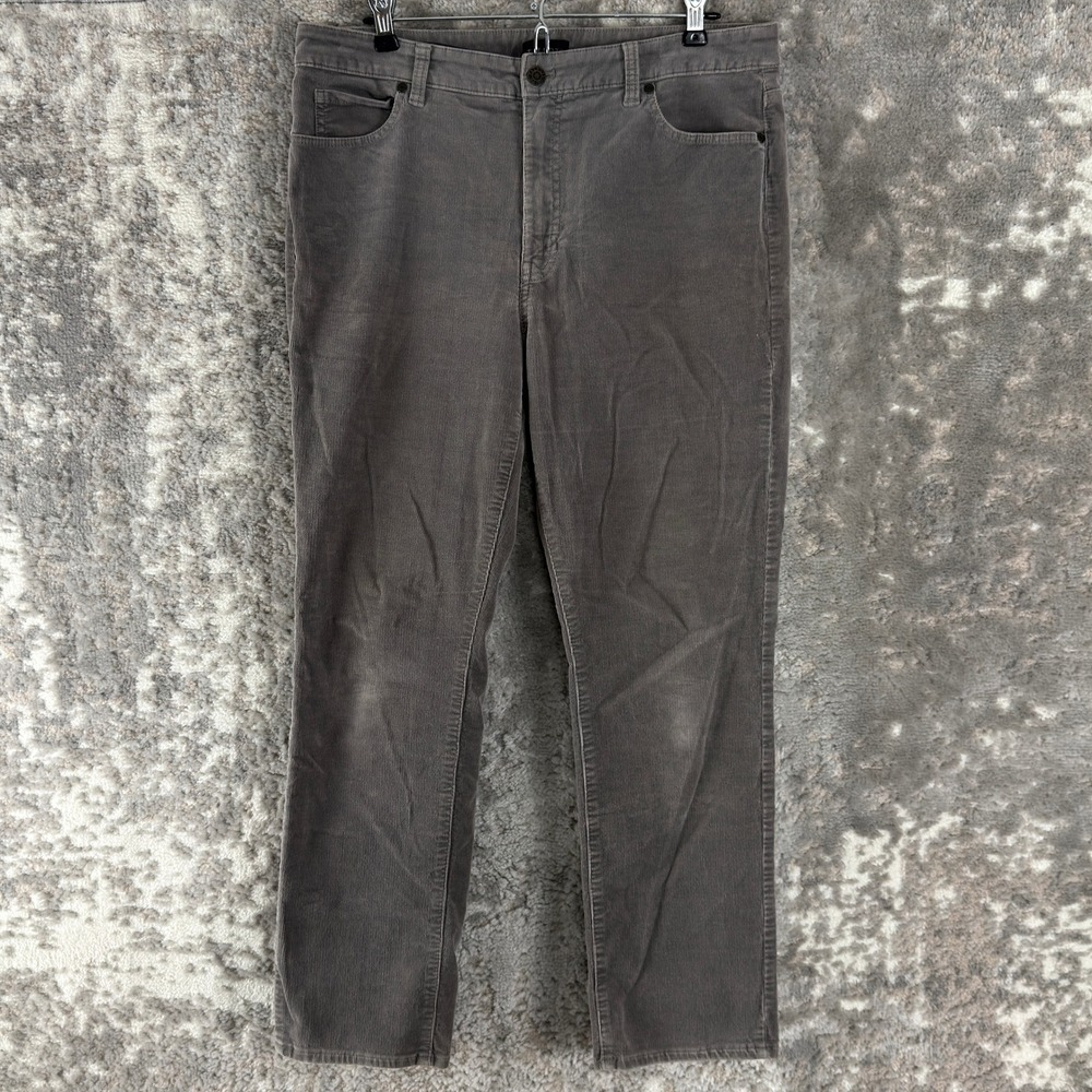 Talbots Petites Size 12p Corduroy Straight Leg‎ Pant Gray Women